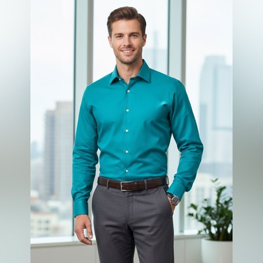 Take 50% OFF- Stafford Performance Long-sleeved Men’s Dress Shirt, Size-15